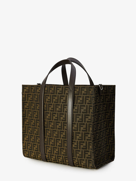 FENDI Eco-Luxe Brown Jacquard Mini Handbag 35x19x41cm