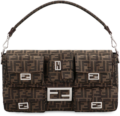 FENDI Maxi Multicolor Jacquard Crossbody Bag with Multiple Pockets and Leather Details