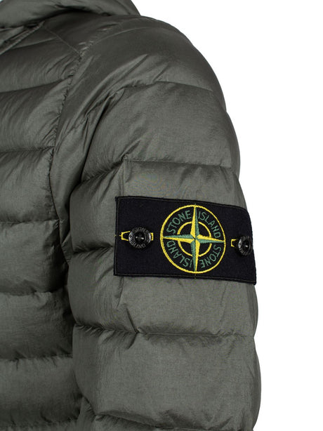 STONE ISLAND Green Loom Woven Chambers Jacket with Detachable Compass Badge for Men