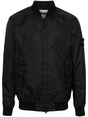 STONE ISLAND Black Lightweight Bomber Jacket for Men | Breathable and Waterproof