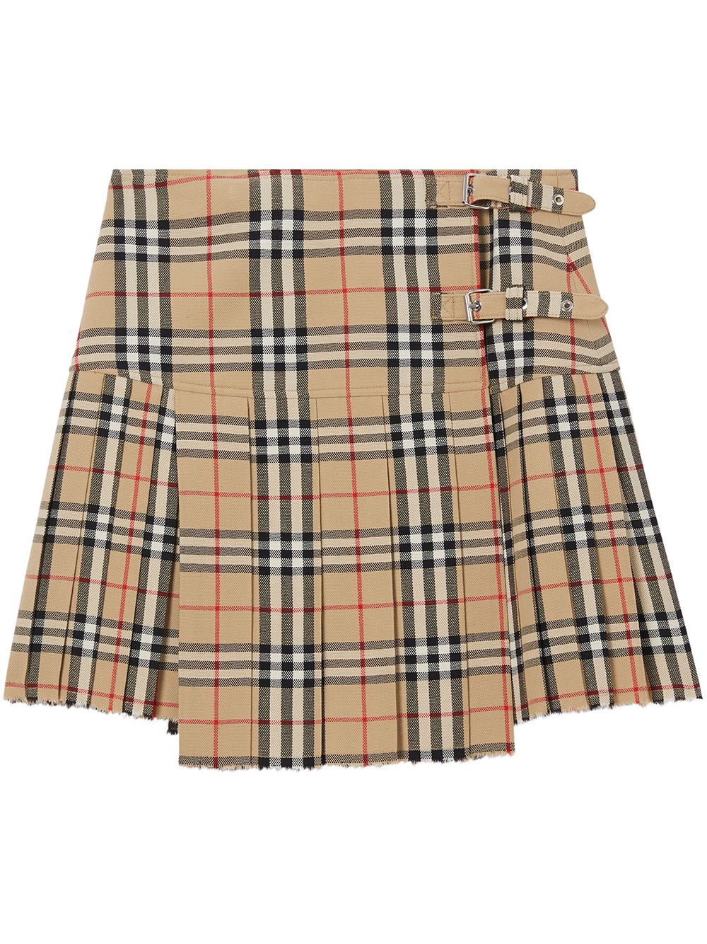 Vintage Check Wool Kilt Skirt - Archive Beige