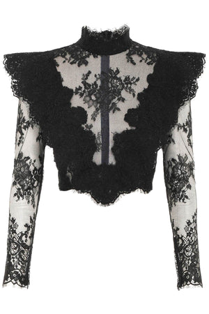 ZIMMERMANN Floral Corded Lace Long-Sleeved Cropped Top