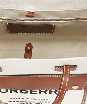 Cream and Brown Two-Tone Leather Freya Handbag