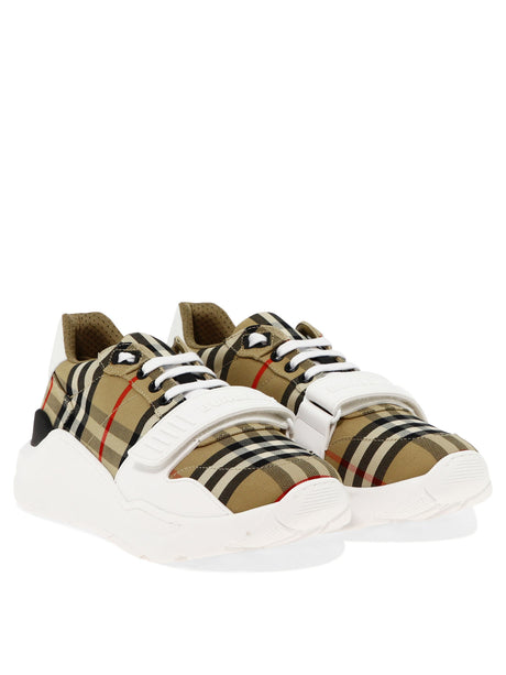BURBERRY Men's Beige Sneakers with Lace-up and Velcro Closure