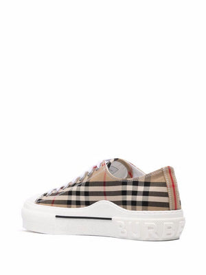 BURBERRY Vintage Checkered Canvas Sneakers for Men - Beige