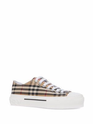 BURBERRY Beige Check Low Top Sneakers for Women - FW24