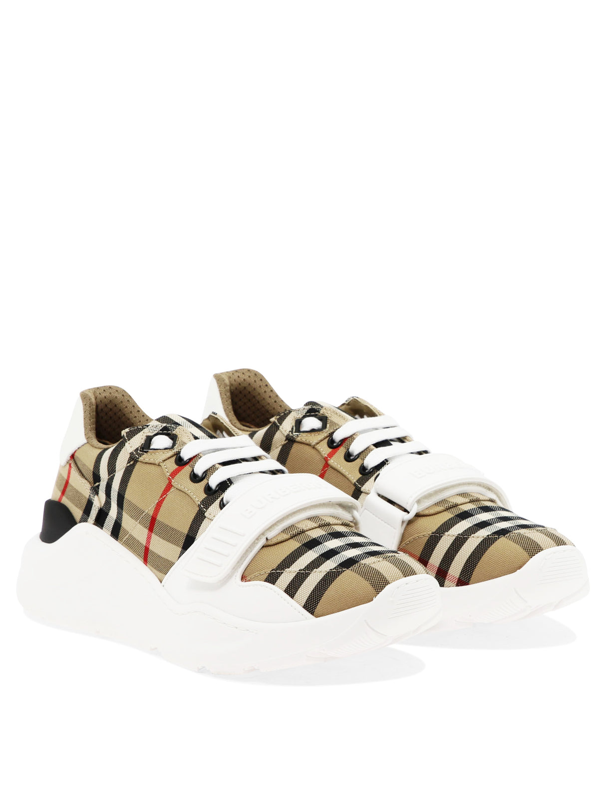 BURBERRY Tan Cotton Leather Sneakers for Women