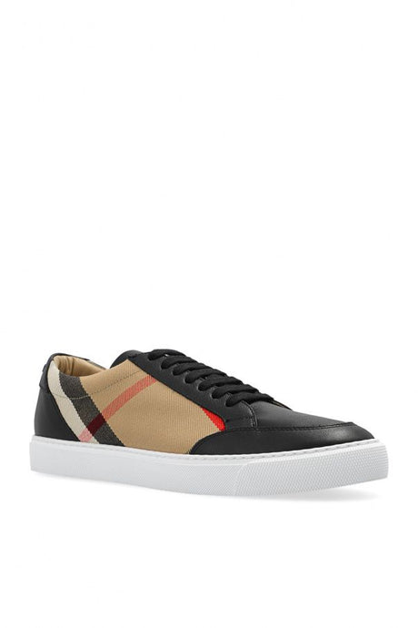 BURBERRY Checkered Leather Sneakers in Archive Beige and Jet Black
