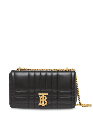 BURBERRY Quilted Leather Small Lola Crossbody Bag in Black with Gold Accents
