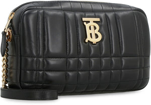 BURBERRY Black Quilted Lambskin Leather Mini Camera Bag with Gold Logo and Adjustable Chain Strap for Women - Lola Small