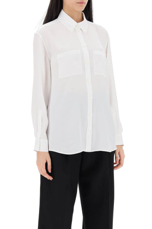 BURBERRY Fluid Silk Twill Shirt with Tonal Jacquard EKD Pattern for Women