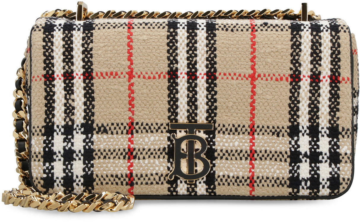 BURBERRY Beige Check Crossbody Bouclé Handbag for Women