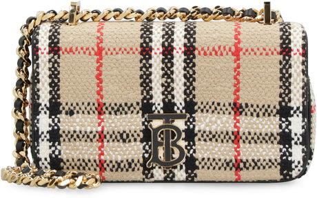 BURBERRY Chic Chevron Mini Crossbody Bag with Leather Trim and Gold-Tone Accents, Tan