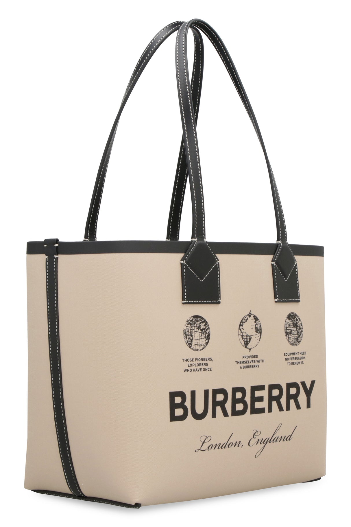 BURBERRY Women's Small London Tote in Tan Cotton for Fall/Winter 2024