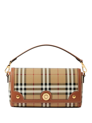 BURBERRY Brown Check-Pattern Top Handle Handbag for Women