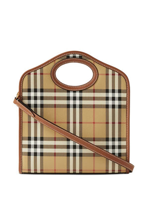 Túi xách nhỏ kiểu Checkered nâu cho phụ nữ từ Burberry
