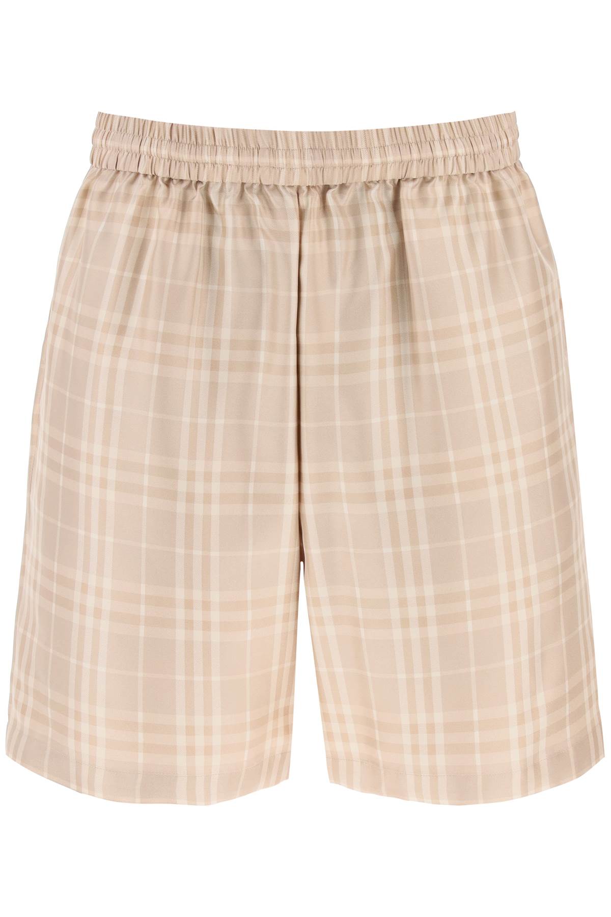 Men's Burberry Tartan Silk Shorts - Beige (2024 FW23 Collection)