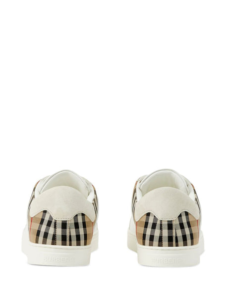 BURBERRY Vintage Check Panelled Leather Sneakers for Men - SS24 Collection