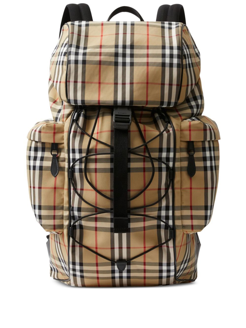 Vintage Check Nylon Backpack with Leather Details for Men 經典格紋尼龍背包，附皮革細節，男士必備款式