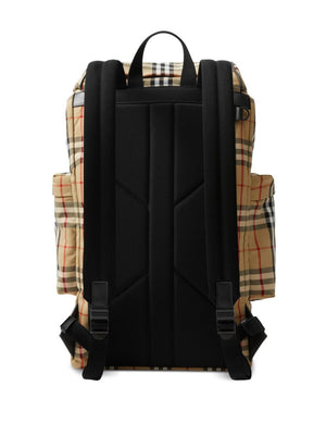 BURBERRY Vintage Check Nylon Backpack with Leather Details and Adjustable Straps