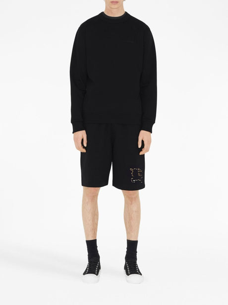 Men's Black Check Detail Cotton Sweatshirt
