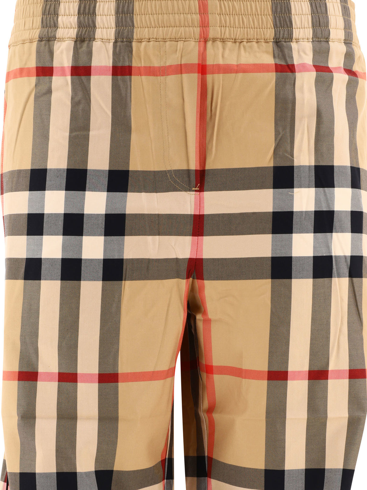 BURBERRY Beige Check Cotton Twill Trousers for Women - Spring/Summer 2024 Collection