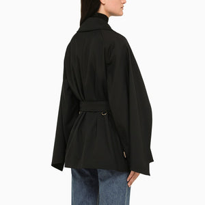 黑色双排扣女士羊毛外套 - FW23