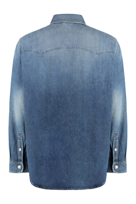 BURBERRY Blue Denim Shirt for Men - FW23 Collection