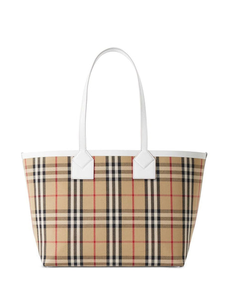 BURBERRY Vintage Check Pattern Tote Handbag for Women in Brown