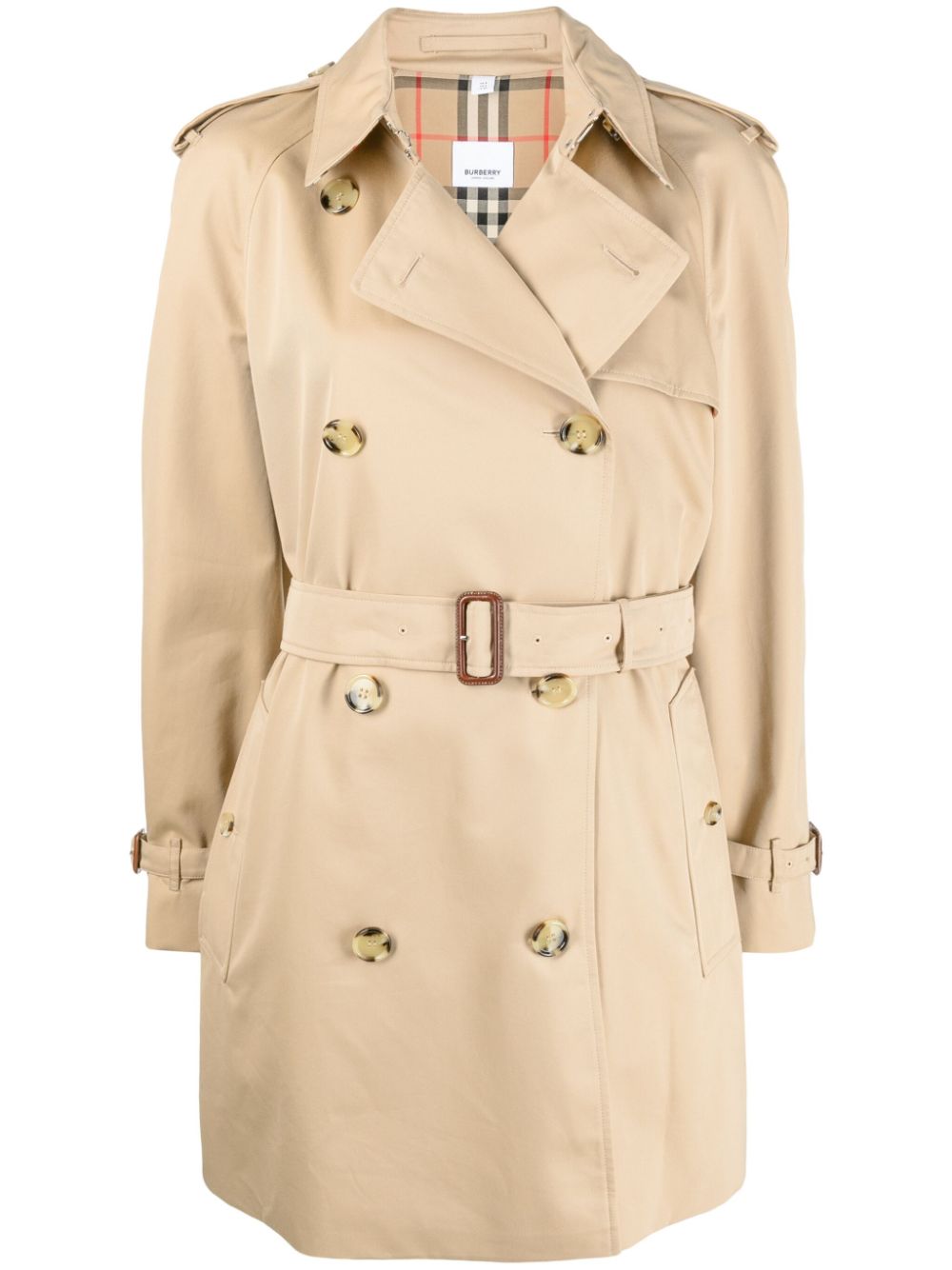 Cotton Trench Jacket in Beige with Vintage Check Lining - Women's Outerwear by Burberry