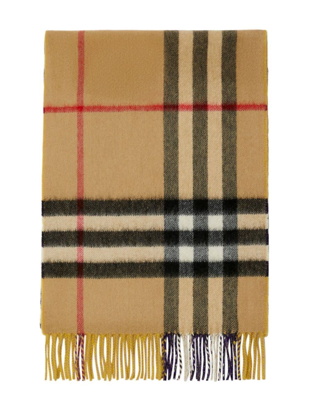 豪華羊絨圍巾 | 黃色格紋，流蘇邊，100%羊絨，FW23