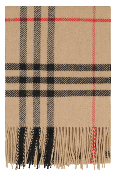 Men's Checkered Wool Blend Scarf with Fringed Edges