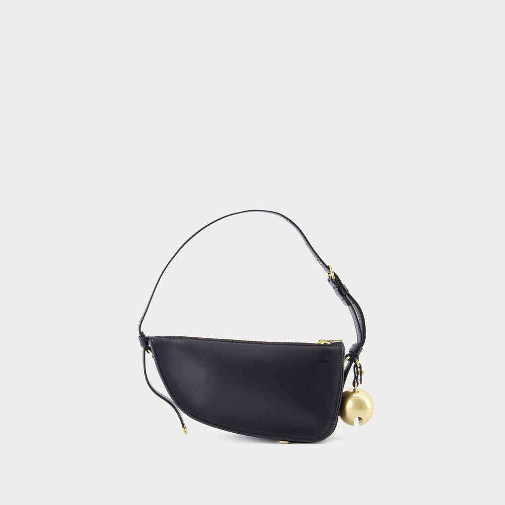 BURBERRY Women's Mini Shield Sling Shoulder Bag in Black Lamb Leather for FW24