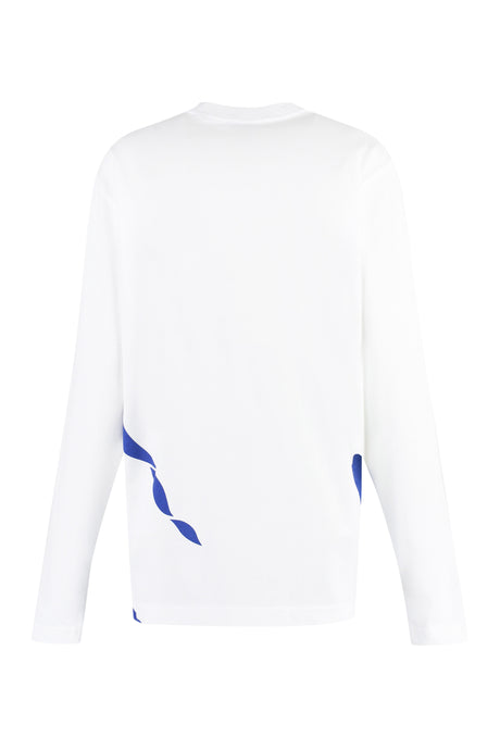 BURBERRY White Long Sleeve Printed Cotton T-Shirt for Women - 2024 FW23 Fashion Item