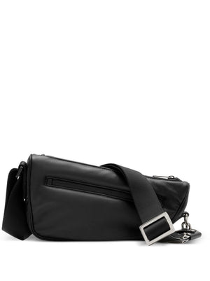 Men's Black Asymmetrical SHIELD Crossbody Handbag