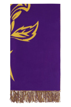 紫色100%羊絨男士流蘇圍巾 - 250x70公分 - FW23季節