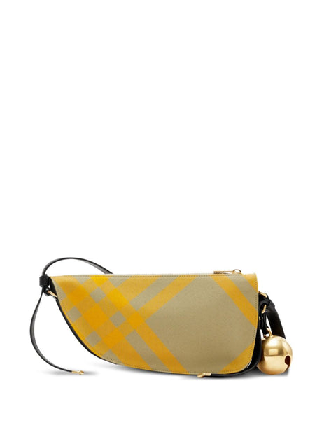 Mustard Yellow and Beige Checkered Mini Handbag for Women