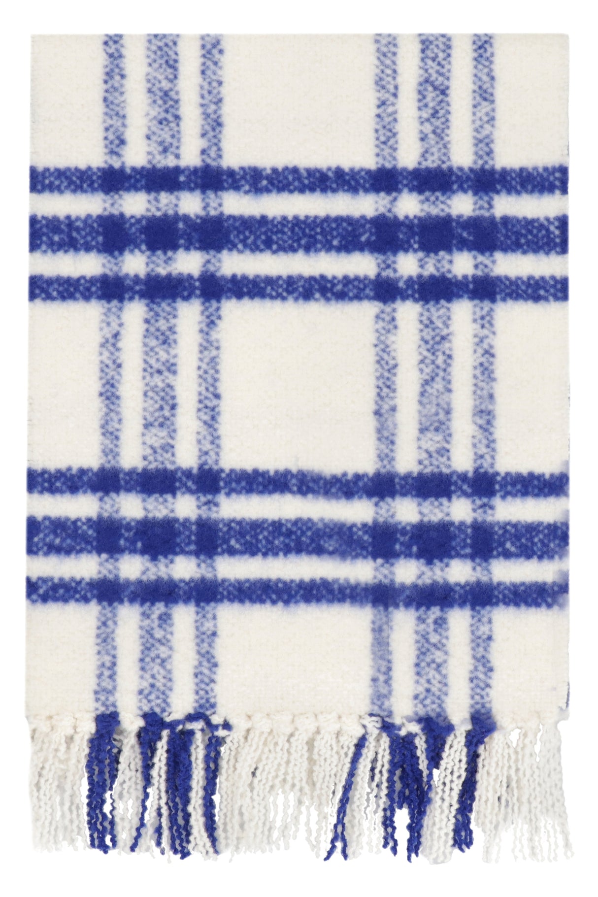 Men's White Fringed Wool Scarf - FW23 Collection