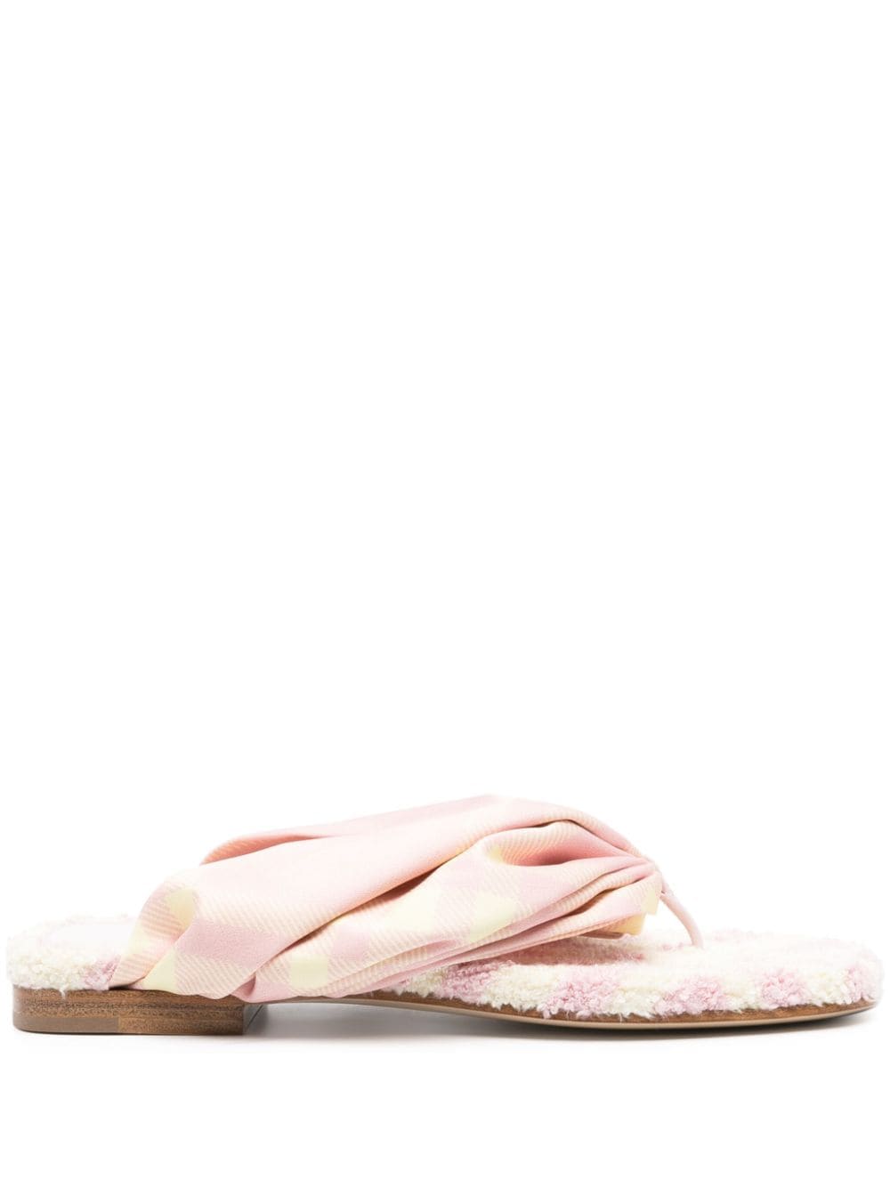 White Burberry Check Thong Sandals for Women - SS24 Collection