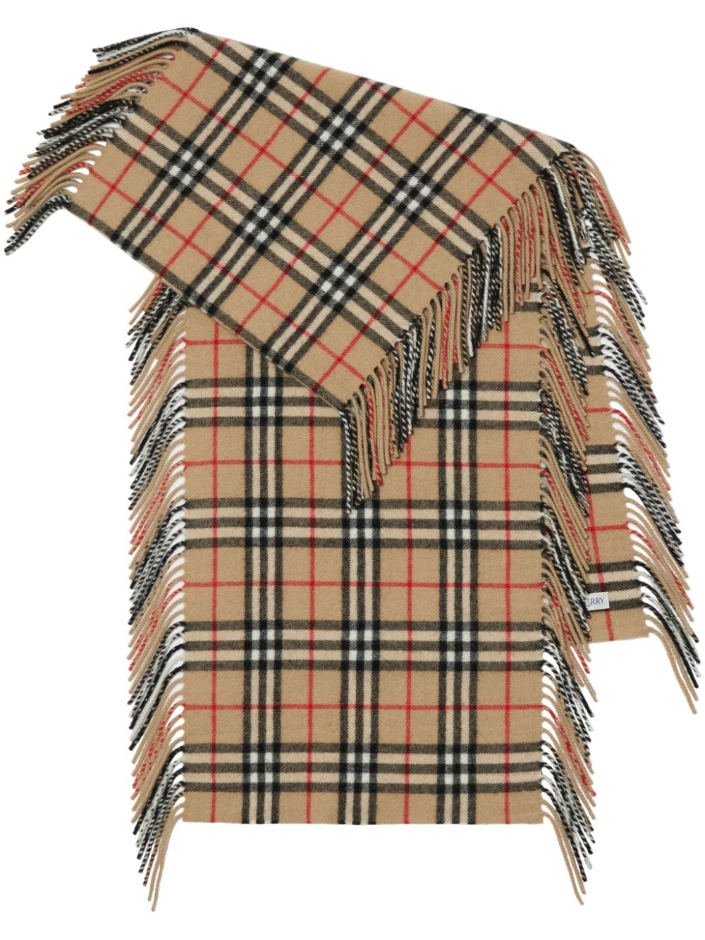 BURBERRY Archive Beige Cashmere Check Pattern Scarf for Women