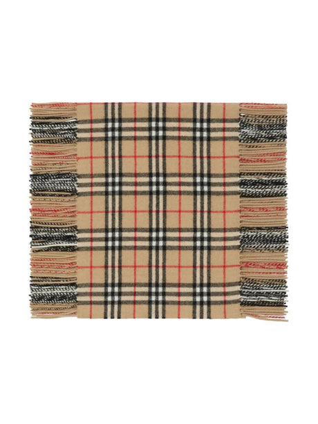 BURBERRY Luxurious Brown Checkered Cashmere Scarf for Men