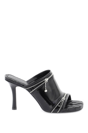 Women's Glossy Leather Peep Flats - Black
