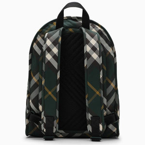 BURBERRY Green Check Pattern Nylon Backpack for Men - SS24 Collection