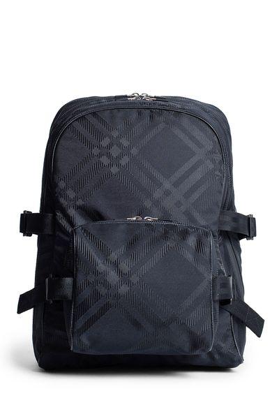 BURBERRY Stylish Jacquard Backpack for Men in Iconic Check Pattern - Black