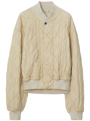 White Quilted Bomber Jacket for Women, SS24 Collection