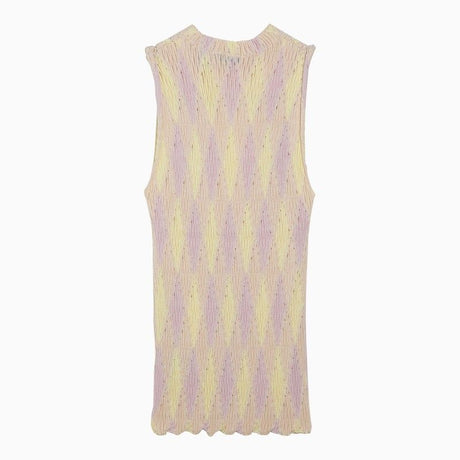 BURBERRY Pink Argyle Sleeveless Jumper in Silk and Cotton