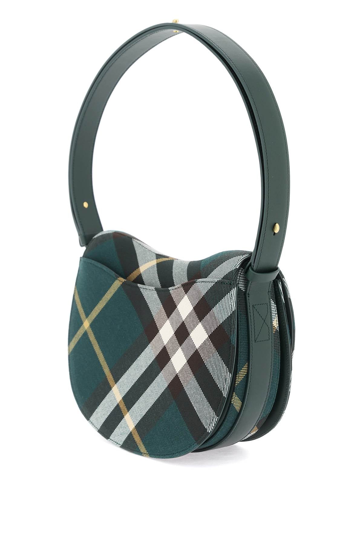 Green Rocking Horse Wool Handbag with Iconic Check Motif and Adjustable Strap