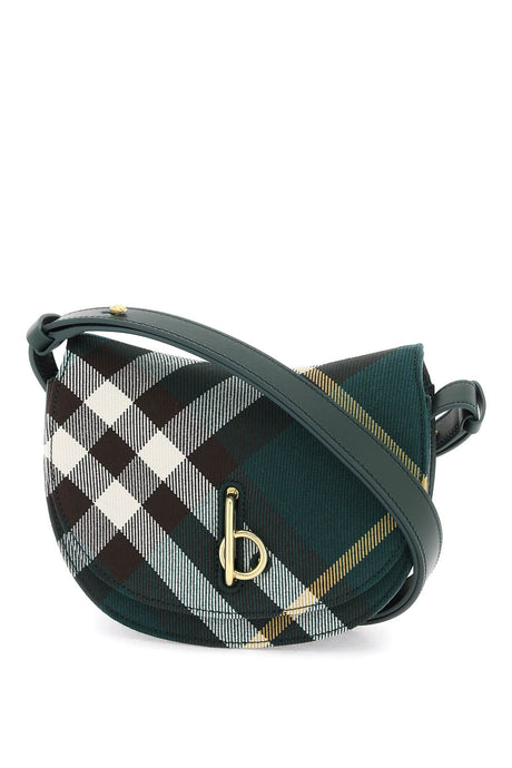 BURBERRY Vintage Check Mini Wool-Leather Crossbody Bag in Dark Green with Gold-Tone Hardware