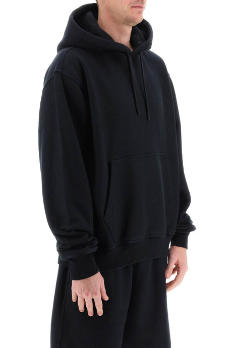 BURBERRY Black Oversized Fleece-Back Cotton Hoodie for Men