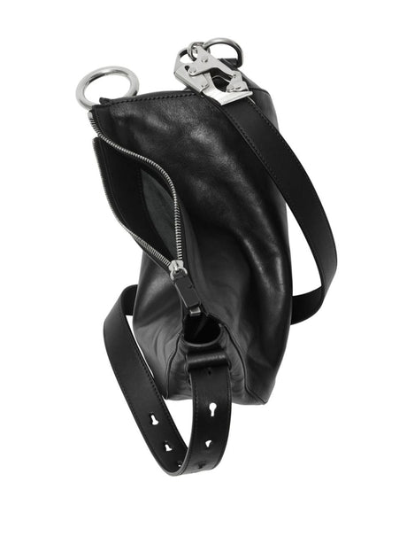 Grained Leather Knight Handbag with Horse-Shaped Snap Hook and Removable Strap